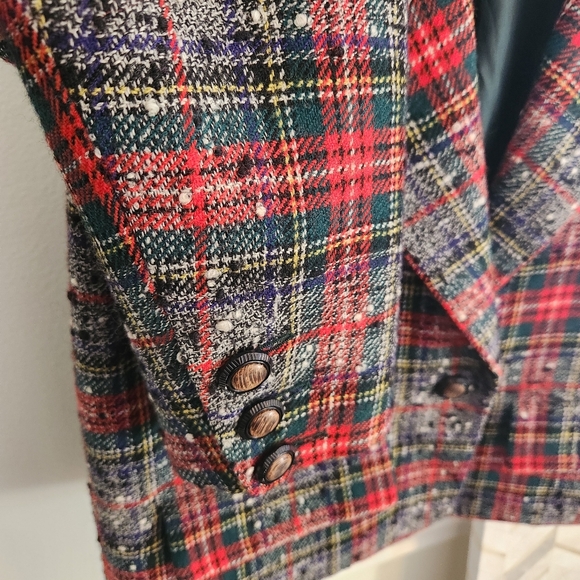 YSL Saint Laurent Rive Gauche Paris Vintage Tartan Tweed Blazer 1970s Euc - Picture 9 of 16